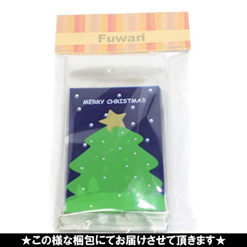【Fuwari】 クリスマス ツリー 袋 小袋 お菓子 ラッピング 100枚 包装袋 小分け プレゼント (青)