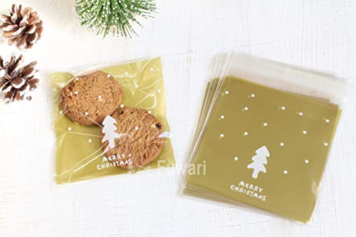 【Fuwari】 クリスマス 袋 小袋 ラッピング お菓子 クッキー チョコレート 100枚 包装袋 小分け プレゼント 用 C (⑦)