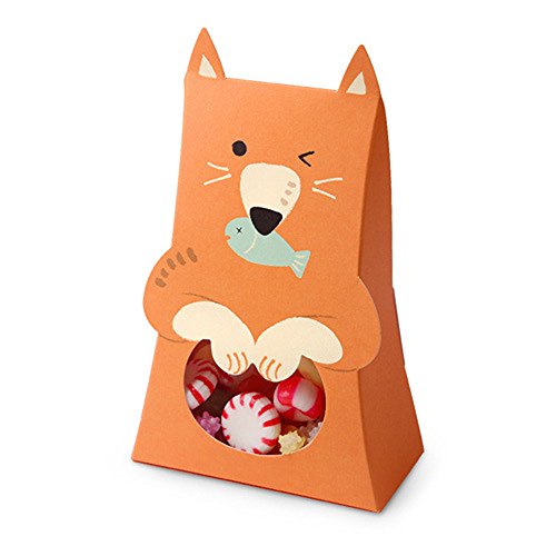 (moin moin) ラッピング 箱 袋 プレゼント アニマル 動物 お菓子 透明窓 抱えているように見える 10枚セット ( くま )