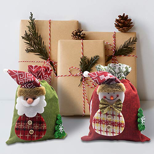WAWJ クリスマスプレゼント 人気 ギフトバッグ キャンディークッキーバッグ ホリデーギフトバッグ サンタクロース雪だるまのアイデアギフト袋 テキスタイルギフトバッグ お菓子バッグ 誕生日プレゼント 巾着袋 【2個セット】