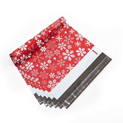 XCGS クリスマス向けプラスチック製配送パッケージ、雪片 宅配ビニール袋 254×330mm（外寸）100枚入り