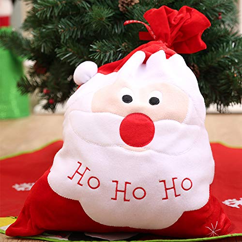 YIUHK クリスマス ラッピング 袋 サンタクロース 飾り リボン サンタさん袋 ギフトバッグ キーホルダー付き お菓子袋 収納袋 かわいい プレゼント (単品)