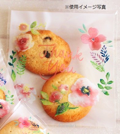 【Fuwari】袋 小袋 サンキュー お菓子 チョコレート クッキー キャンディー アクセサリー 小物 ラッピング 100枚 包装袋 小分け プレゼント ｍ1 (②)