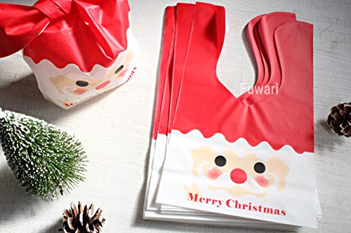 【Fuwari】 クリスマス サンタクロース ラッピング袋 ５０枚入り 底マチ付き レジ袋 お菓子 ギフト 用 袋 プレゼント 包装 小分け