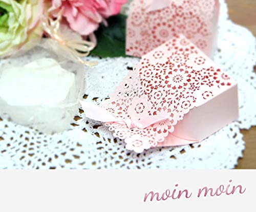 moin moin ラッピング ギフト フラワー レース 刺繍 リボン 上品 お菓子や小物に 10枚セット (ホワイト Sサイズ 7.5x4.8x4cm)