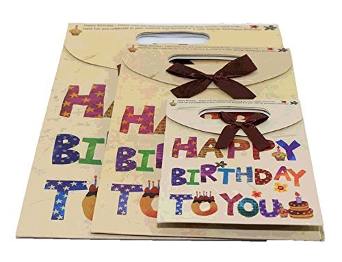 【選べるサイズ】簡単 ラッピング用品 プレゼント 用 お誕生日 お祝い 紙袋 セット S M L  ペーパーバッグ ハッピーバースデー の気持ちを込めて ギフト バッグ【 Happy Birthday 】 各種 サイズセット S M L 各1