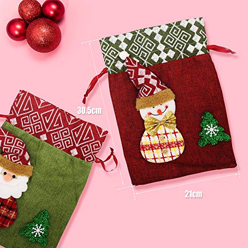 WAWJ クリスマスプレゼント 人気 ギフトバッグ キャンディークッキーバッグ ホリデーギフトバッグ サンタクロース雪だるまのアイデアギフト袋 テキスタイルギフトバッグ お菓子バッグ 誕生日プレゼント 巾着袋 【2個セット】