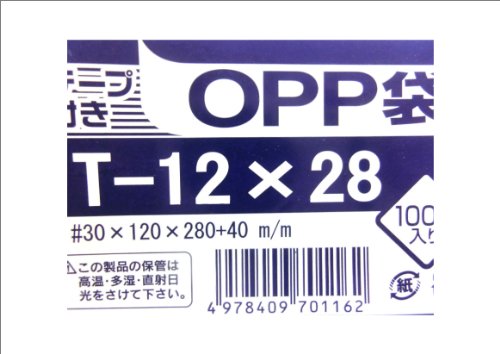 モリヤマ化成 OPP テープ付き 袋 透明 T-12×28