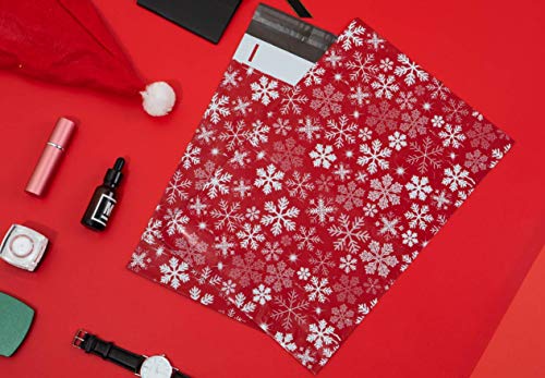 XCGS クリスマス向けプラスチック製配送パッケージ、雪片 宅配ビニール袋 254×330mm（外寸）100枚入り