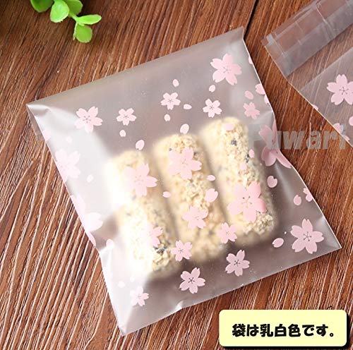 【Fuwari】 サクラ 桜 袋 小袋 お菓子 チョコレート クッキー キャンディー アクセサリー 小物 ラッピング バレンタイン 卒業 入学 100枚 包装袋 小分け プレゼント (7X7)