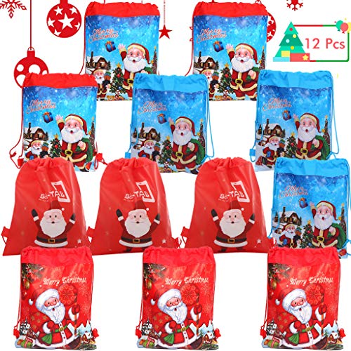 クリスマス ラッピング 巾着袋 ギフトラッピング クリスマス ラッピング袋 プレゼント用 ギフトバッグ クリスマス 12枚 赤 ブルー