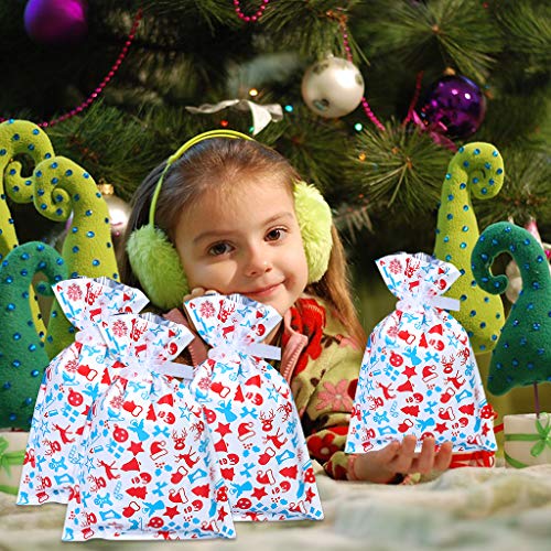 Amycute クリスマス ラッピング袋 ギフトバッグ ギフト 袋 チョコレート クッキー キャンディー お菓子入れ 小物入れ プレゼント用 贈り物 リボン付き 24点セット 24X32cm