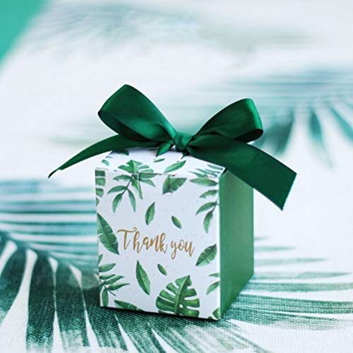 BESTOYARD ギフトボックス キャンディボックス お菓子箱 緑の葉 お菓子 収納ボックス 婚式 お祝い 贈り物 パーティー フェスティバル プレゼント 12本 （グリーン）