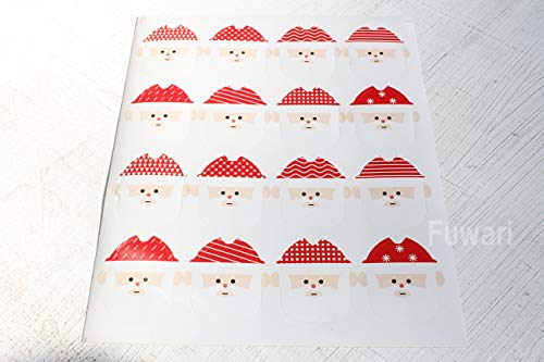 【Fuwari】 クリスマス シール ステッカー ４種類×各２シート（８シート）全１２８枚 小分け ラッピング 装飾 飾り プレゼント サンタ ツリー スノーマン 靴下