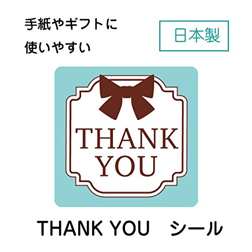 Thank you シール ブルー ブラウンリボン 30枚セット 日本製 ギフトシール ラッピング