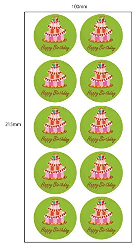 ケーキがおしゃれなお誕生日ギフトシール（300枚入）【k-018】happybirthday