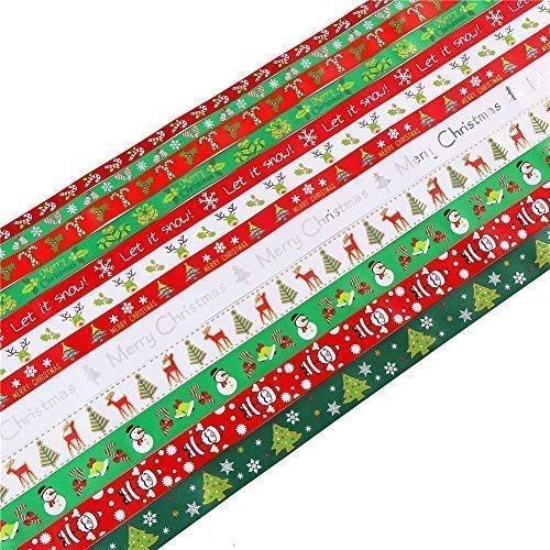 LOKIPA クリスマス リボンテープ 緑 赤 ラッピング プレゼント包装 装飾用 手芸材料 可愛い (ラッピング)